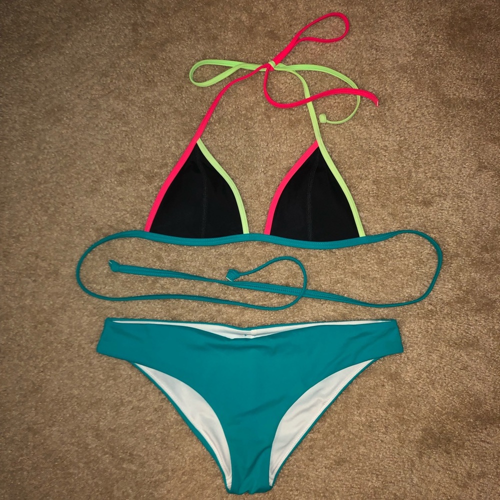 Black and Neon Bikini Set